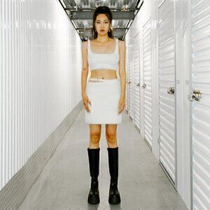 Jonathan Simkhai Paytra Fuzzy Knit Mini Skirt in Ivory